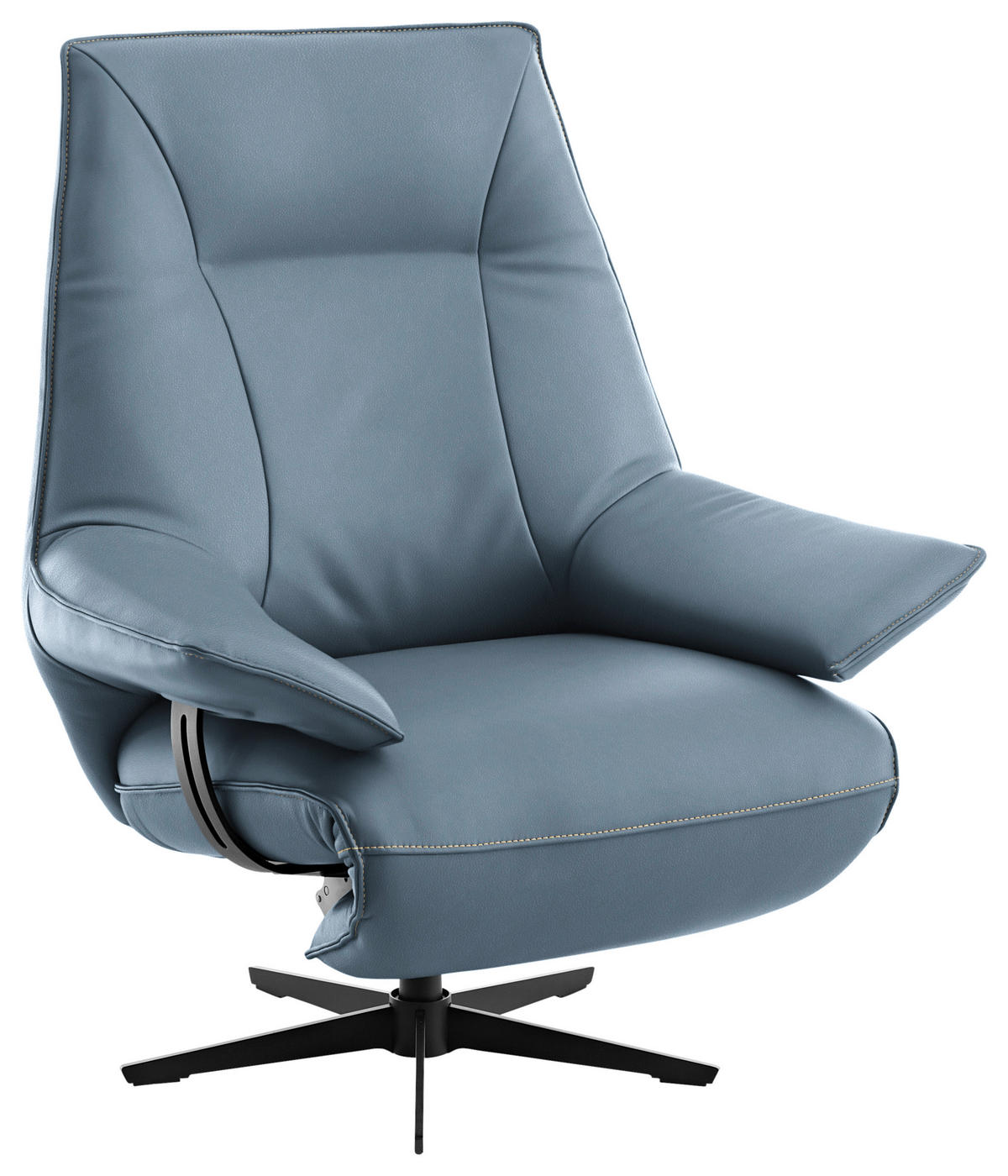 RELAXSESSEL in Leder Blau  - Blau/Beige, Design, Leder/Metall (92/79/82cm) - Dieter Knoll