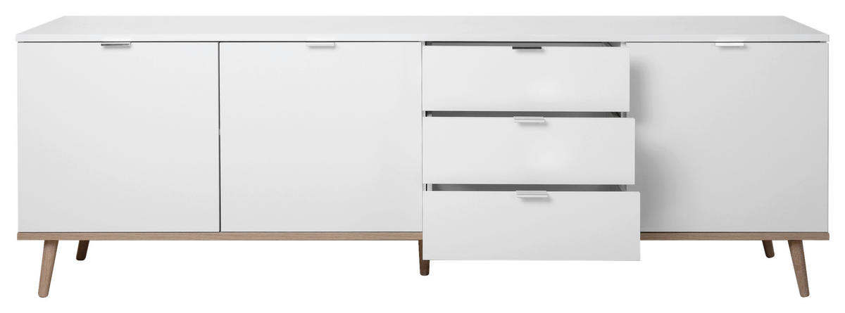 SIDEBOARD 200/68/40 cm  - vit/Sonoma ek, Klassisk, metall/trämaterial (200/68/40cm) - MID.YOU