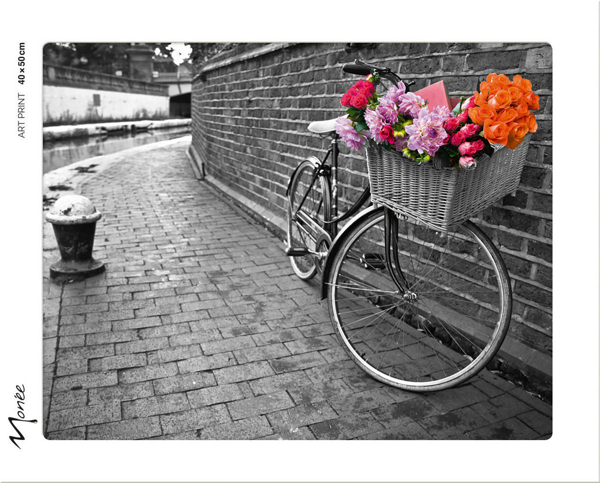 KUNSTDRUCK Städte, Fahrzeuge, Blumen 50/40 cm  - Pink/Orange, Basics, Papier (50/40cm) - Monee