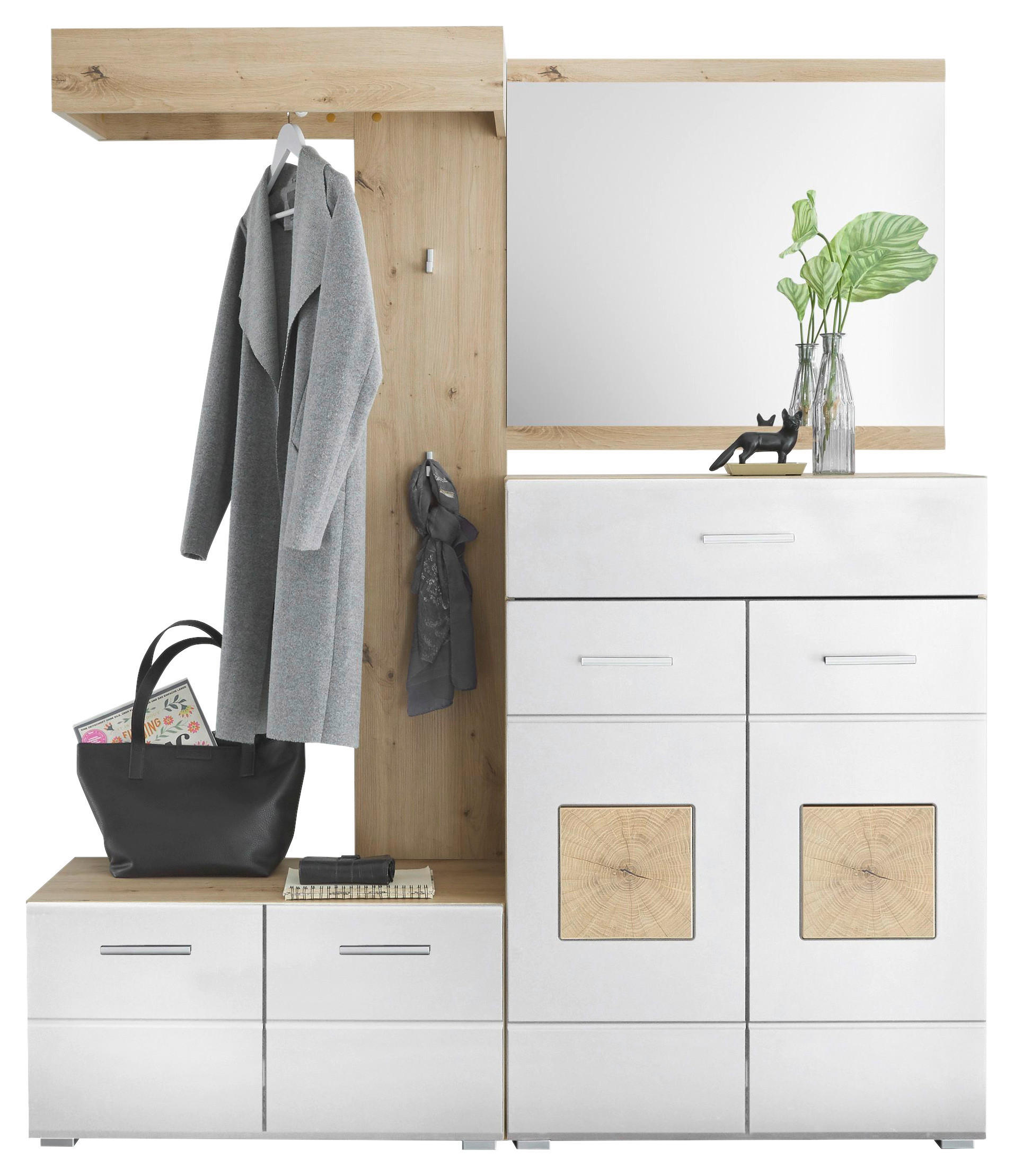 GARDEROBE 4-teilig  in 160/195/40 cm  - Weiß/Eiche Artisan, KONVENTIONELL, Holzwerkstoff (160/195/40cm) - Xora