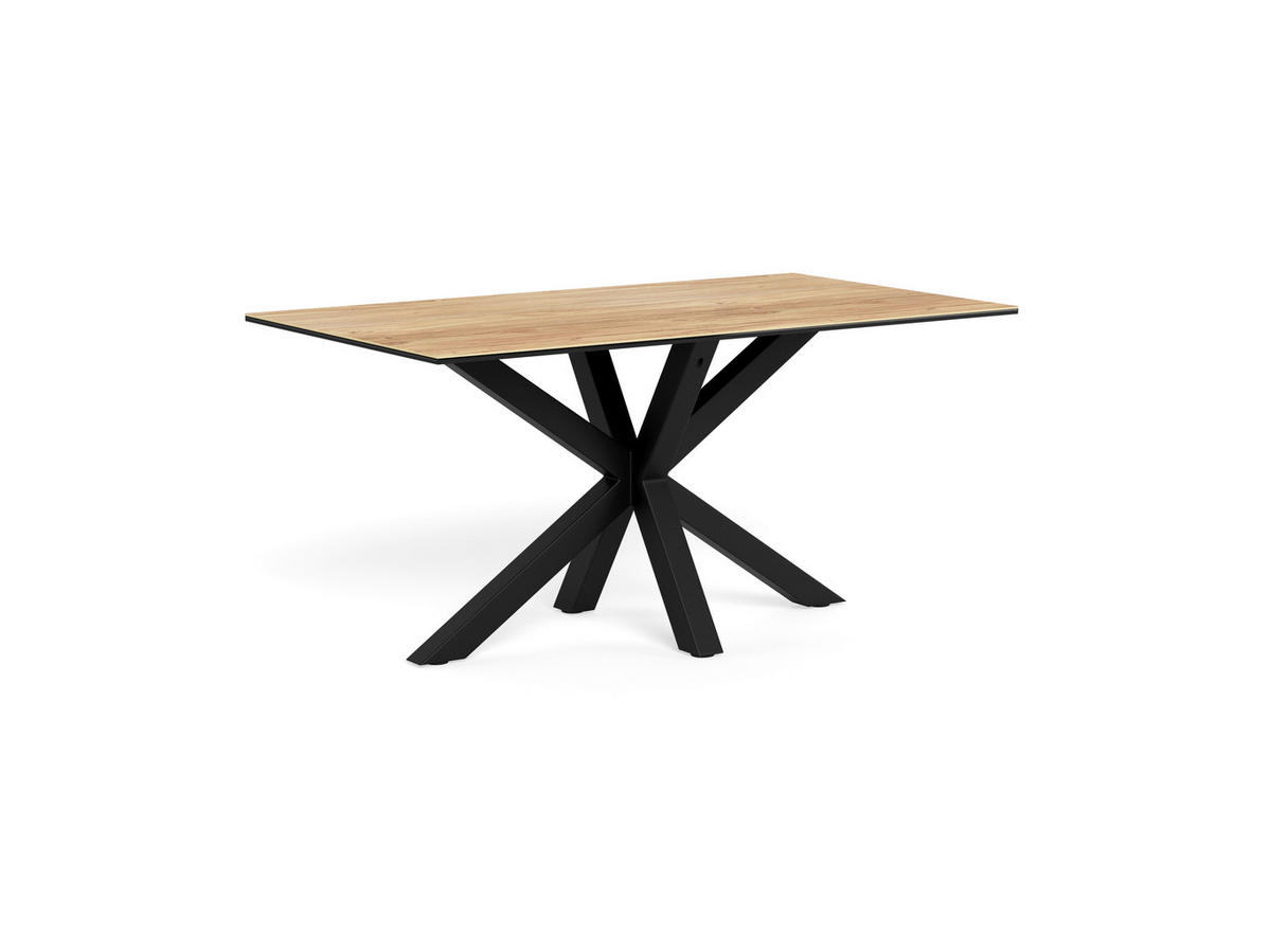 ESSTISCH in Metall, Glas, Keramik 160/90/75,5 cm  - Eichefarben/Schwarz, MODERN, Glas/Keramik (160/90/75,5cm) - MID.YOU