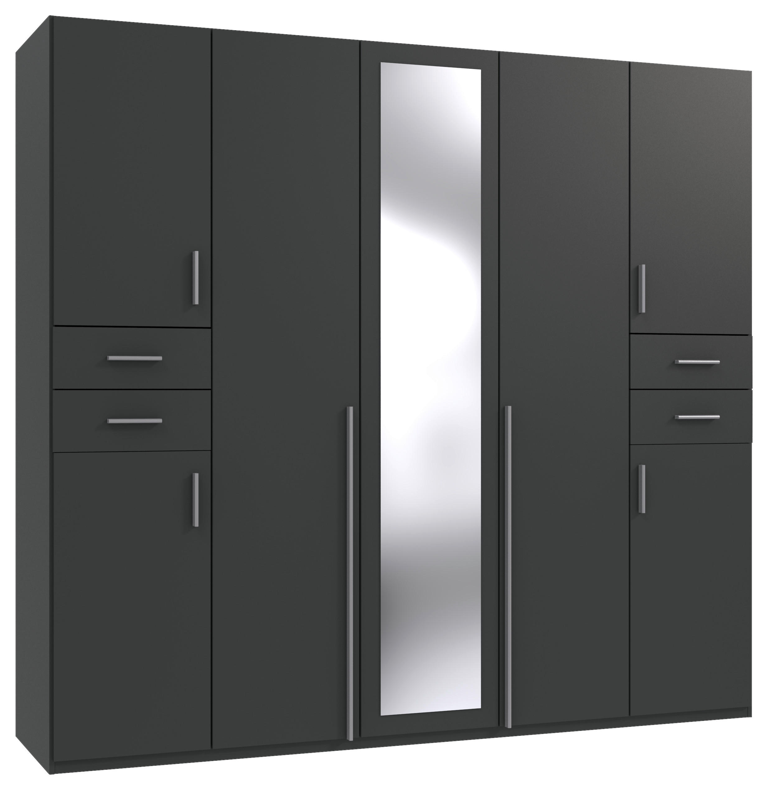 DREHTÜRENSCHRANK in Graphitfarben  - Weiss/Silberfarben, Basics, Holzwerkstoff (225/208/58cm) - MID.YOU