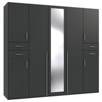 DREHTÜRENSCHRANK 225/208/58 cm 7-türig Graphitfarben  - Silberfarben/Graphitfarben, Basics, Holzwerkstoff (225/208/58cm) - MID.YOU