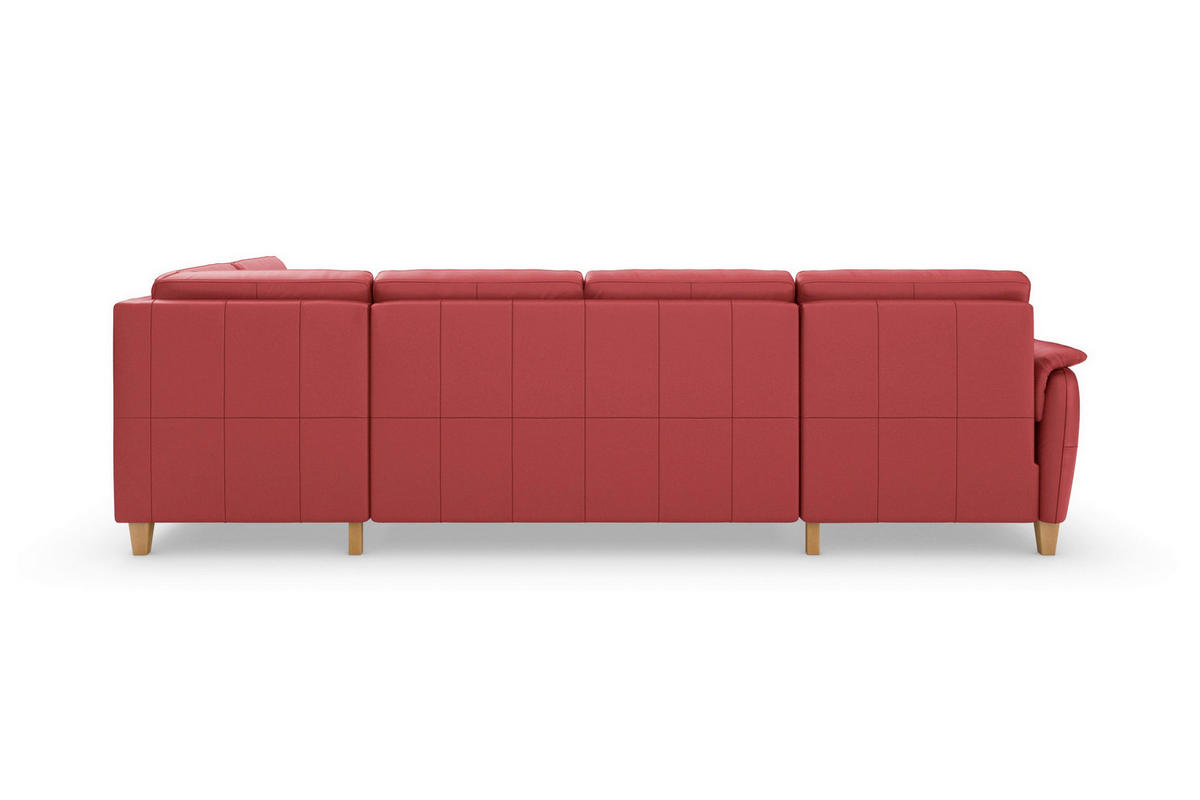 WOHNLANDSCHAFT PALMERA E in Echtleder Rot  - Eichefarben/Rot, Basics, Leder/Holz (163/308/212cm) - Sit & More