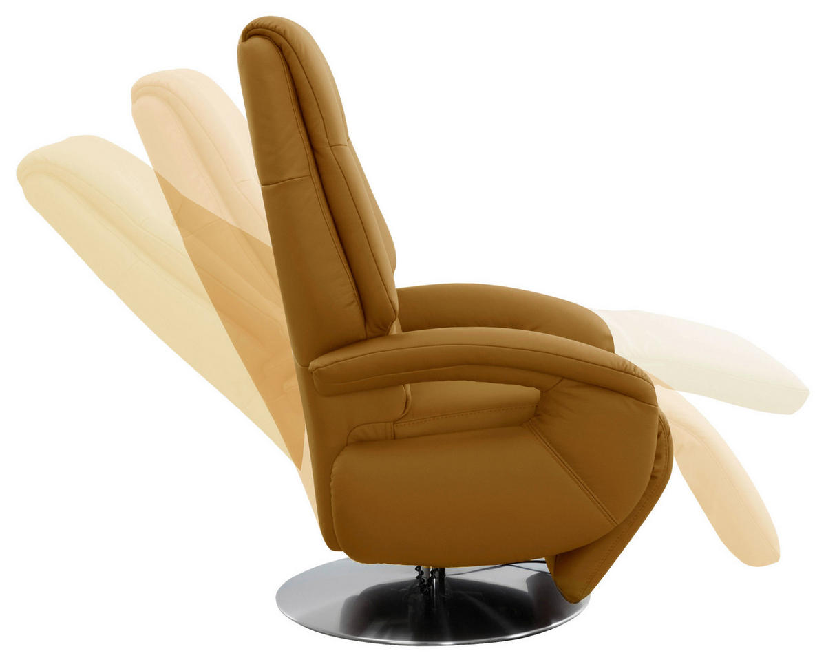 RELAXSESSEL in Leder Currygelb  - Currygelb/Edelstahlfarben, Konventionell, Leder/Metall (74/111/77cm) - Sit & More