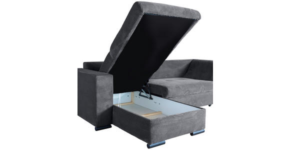 ECKSOFA  in Cord Dunkelgrau  - Dunkelgrau/Schwarz, KONVENTIONELL, Textil/Metall (168/258cm) - Carryhome