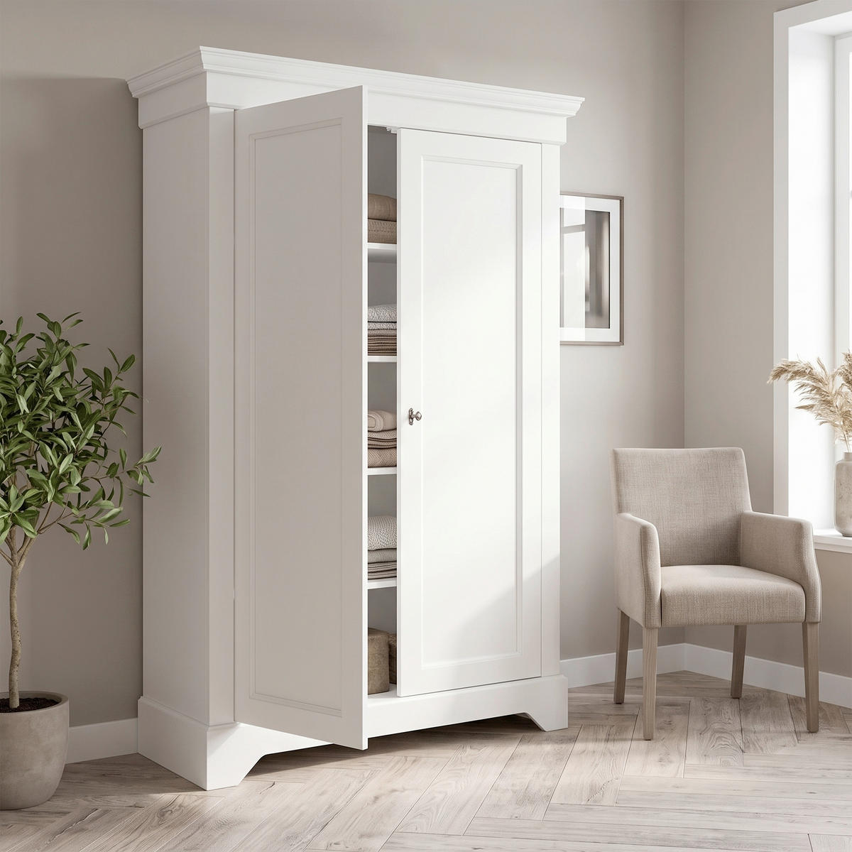 KOMMODE Isabel, 118/191/47 cm,  - Weiß, Design, Holz/Metall (118/191/47cm) - Livetastic
