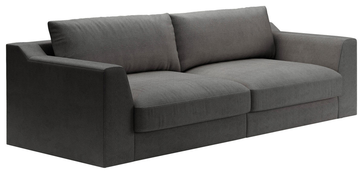 BIGSOFA Chenille, Flachgewebe Dunkelgrau  - Dunkelgrau/Schwarz, Design, Kunststoff/Textil (276/90/109cm) - home24