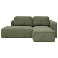 ECKSOFA Olivgrün Chenille Rückenkissen, Bettkasten, Schlaffunktion, Rücken echt, Liegefläche im Originalstoff  - Schwarz/Olivgrün, KONVENTIONELL, Kunststoff/Textil (244/160cm) - Milino