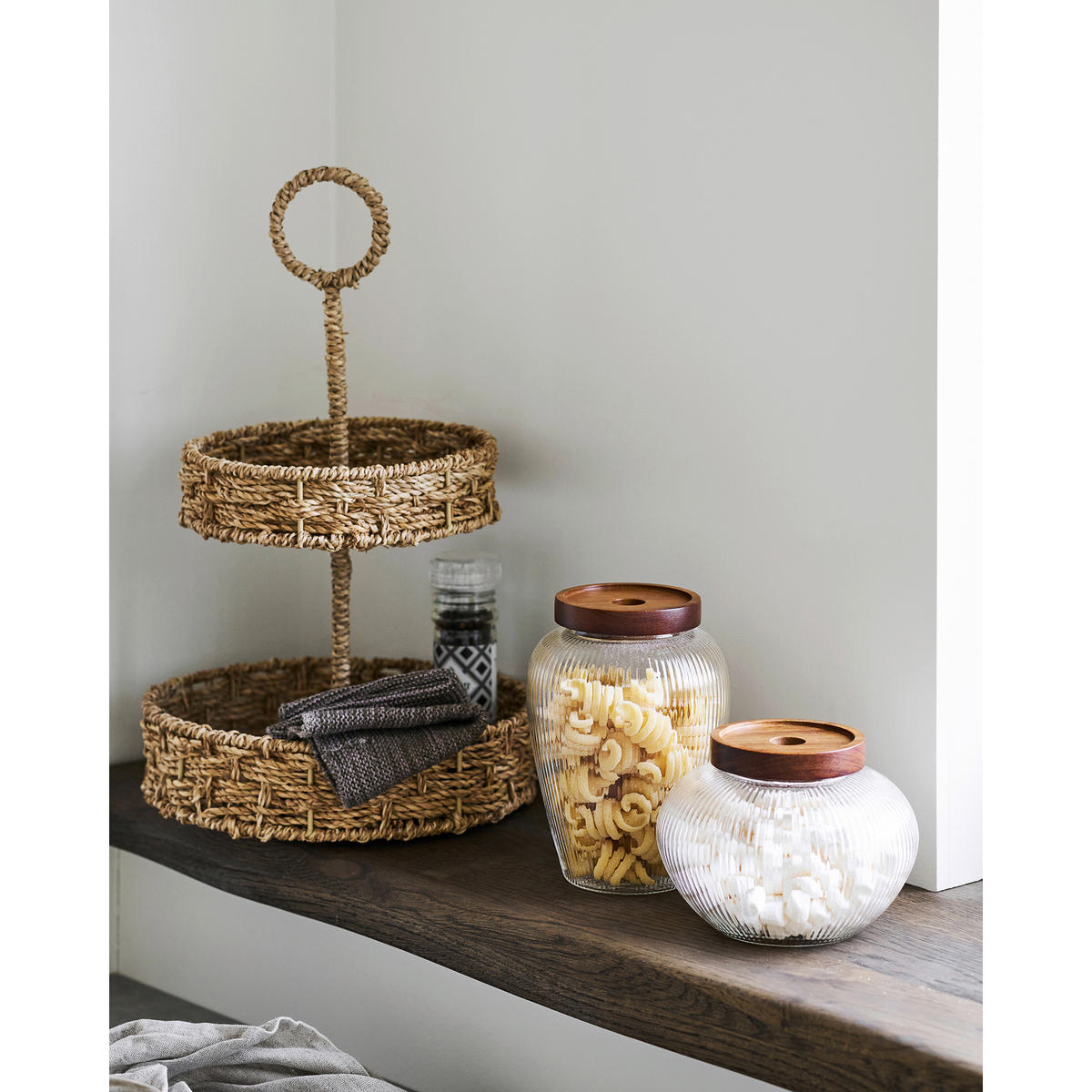 ETAGERE 2-stöckig - Naturfarben, Basics, Naturmaterialien/Metall (25/40,5/25cm)