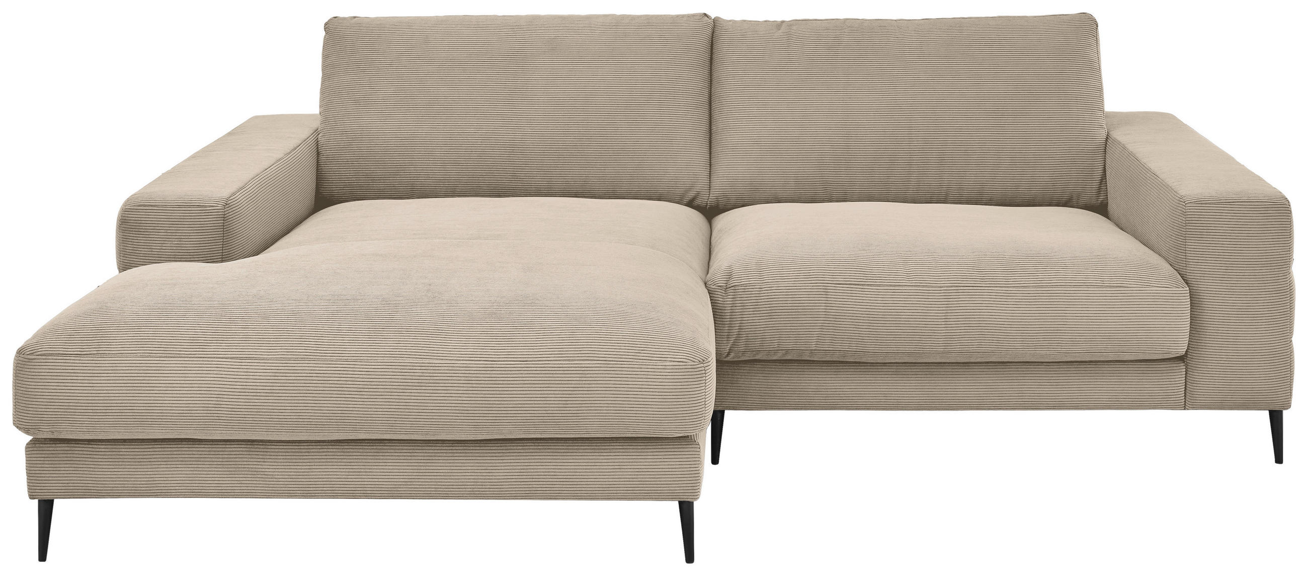 ECKSOFA Sandfarben Feincord Rücken echt  - Sandfarben/Schwarz, Design, Textil/Metall (177/253cm) - Dieter Knoll