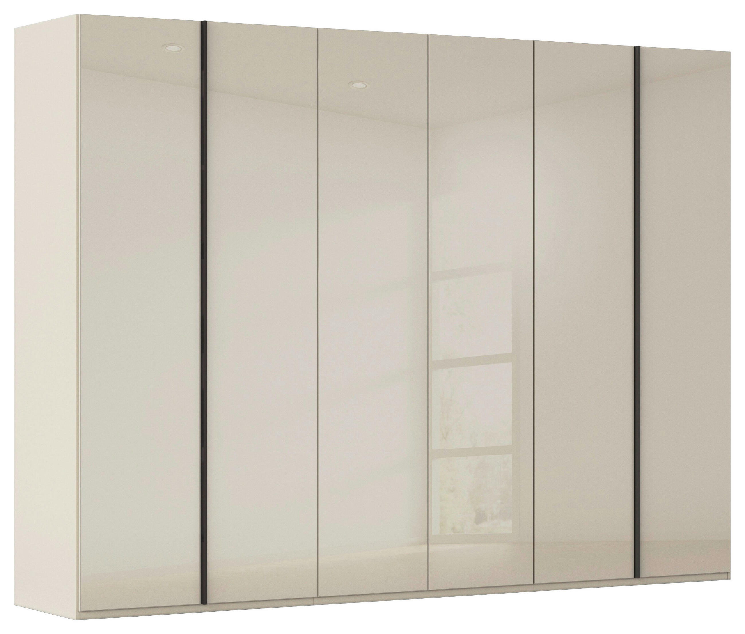 DREHTÜRENSCHRANK 301/223/61 cm,  in Champagner, 6-türig  - Champagner/Graphitfarben, Basics, Glas/Holzwerkstoff (301/223/61cm) - Novel