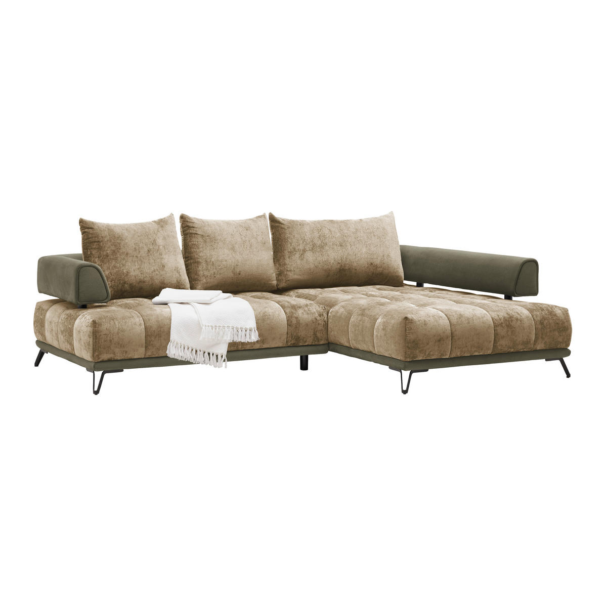 HÖRNSOFFA i olivgrön  - olivgrön/svart, Modern, metall/textil (262/67-87/184cm) - MID.YOU