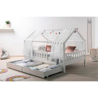 HAUSBETT 100/200 cm,  in Weiß  - Naturfarben/Weiß, MODERN, Holz/Textil (100/200cm) - MID.YOU