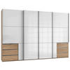 SCHWEBETÜRENSCHRANK in Eichefarben, Weiss  - Chromfarben/Weiss, Modern, Holzwerkstoff (350/236/65cm) - MID.YOU