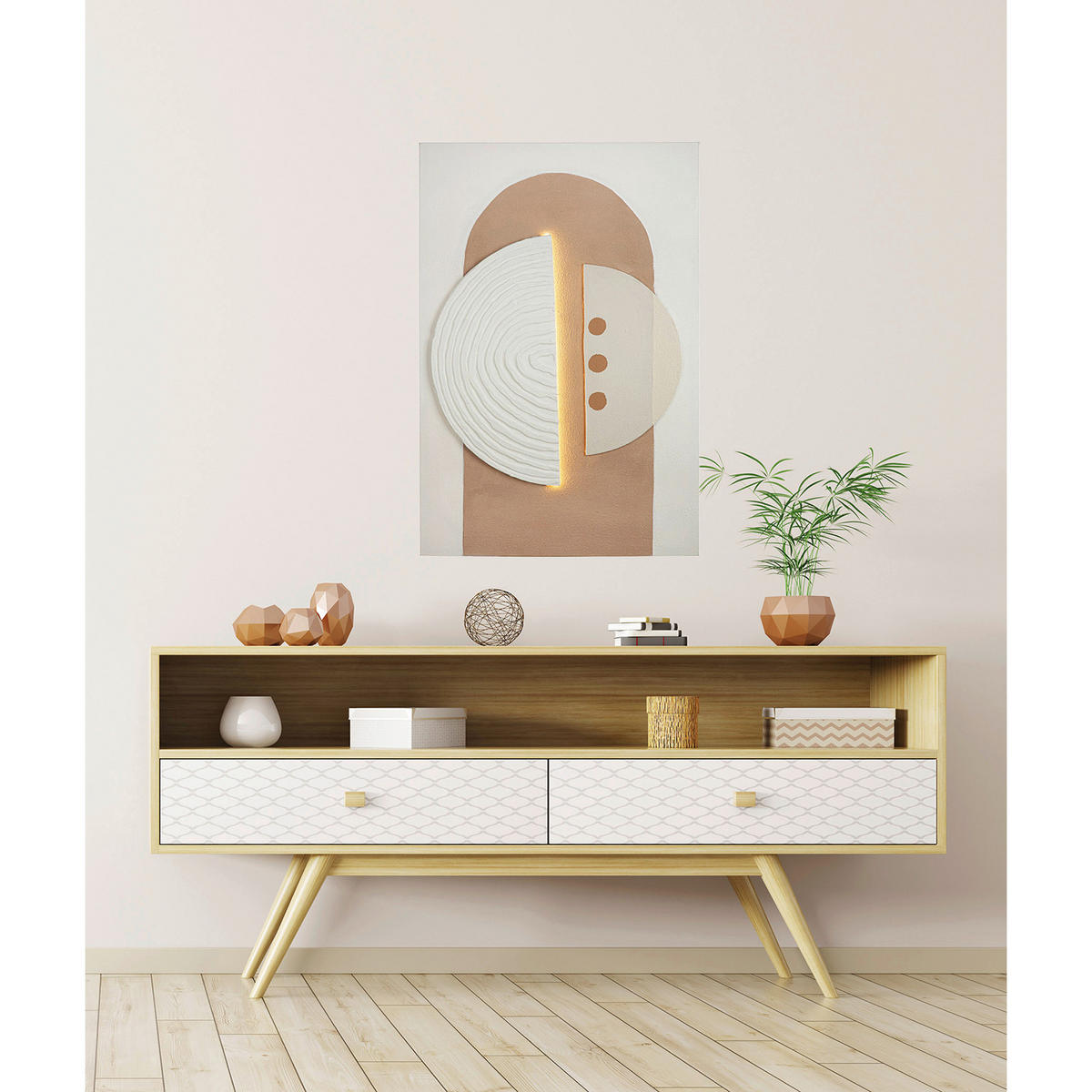 LEINWANDBILD Abstraktes  - Beige/Weiß, Basics, Holz/Textil (60/90/5cm)