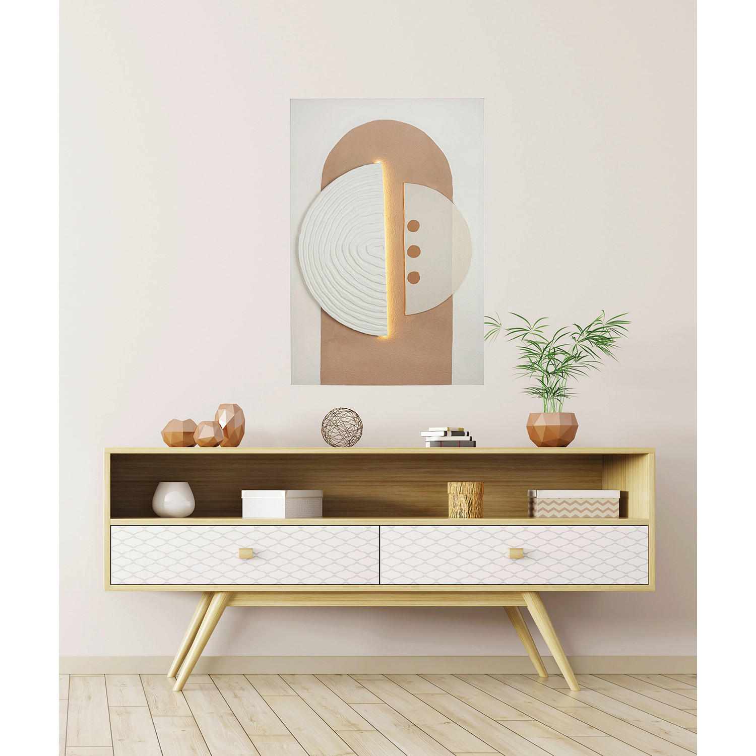 Thumbnail - Leinwandbild, Weiß, Beige, Holz, Textil, Paulownia, massiv, rechteckig, 60x90x5 cm, RoHS, Europäischer Sicherheitsstanda...