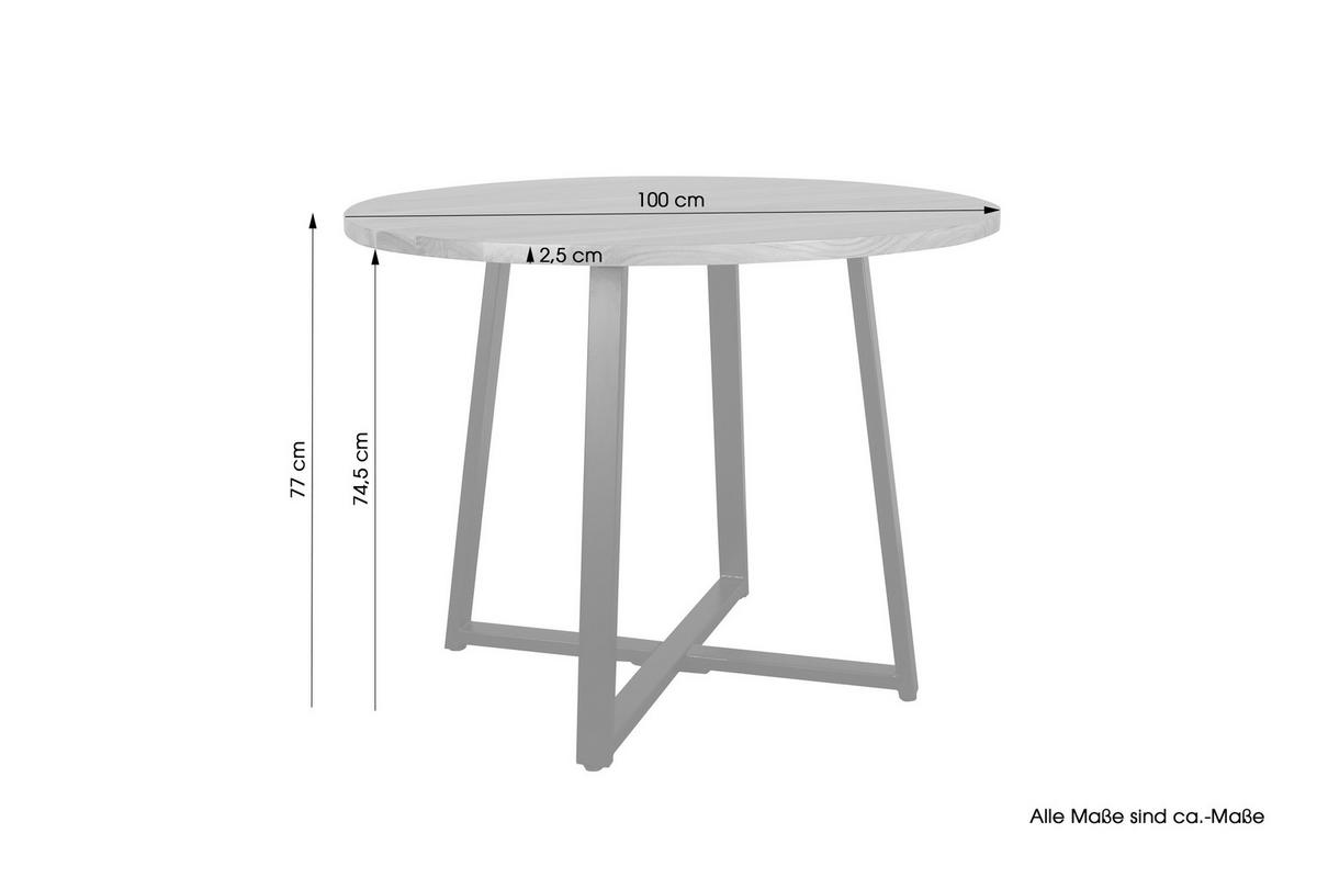 ESSTISCH in Holz, Metall 100/100/77 cm  - Schwarz/Akaziefarben, MODERN, Holz/Metall (100/100/77cm) - MID.YOU