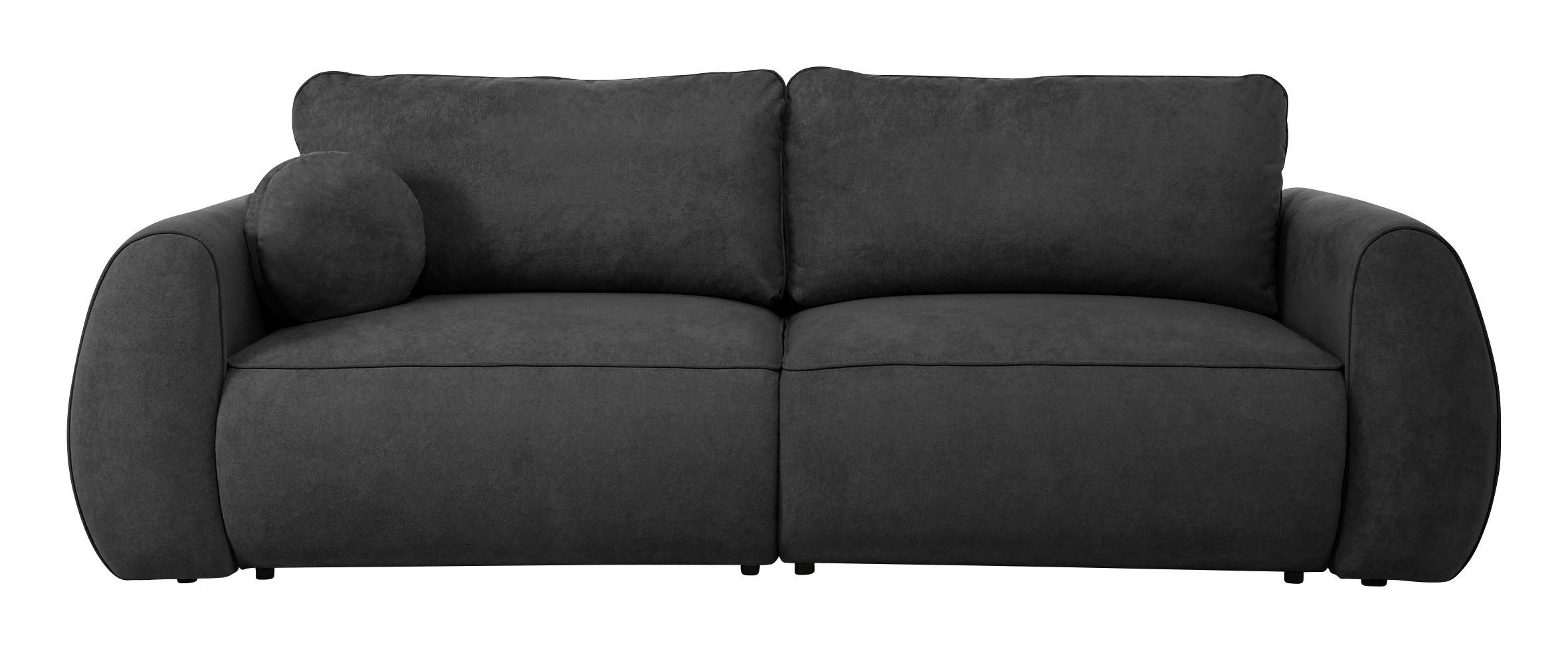 SCHLAFSOFA Chenille Graphitfarben  inkl. Zierkissen, Rückenkissen, Bettkasten, Schlaffunktion, Rücken echt, Liegefläche im Originalstoff  - Schwarz/Graphitfarben, KONVENTIONELL, Kunststoff/Textil (257/96/110cm) - Milino