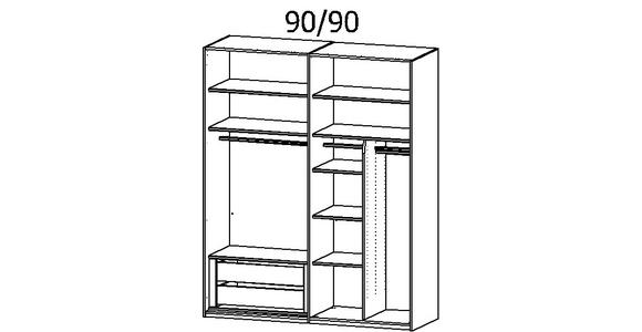 SCHWEBETÜRENSCHRANK 181/223/68 cm 2-türig Weiß, Champagner - Champagner/Alufarben, KONVENTIONELL, Glas/Holzwerkstoff (181/223/68cm) - Novel