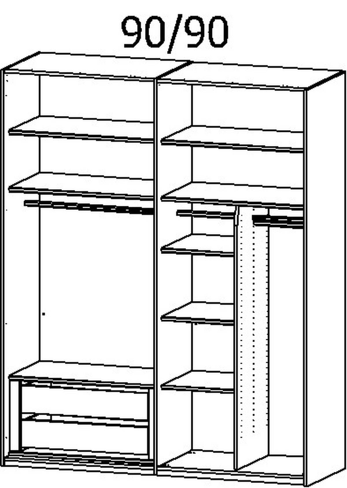 SCHWEBETÜRENSCHRANK in Grau  - Grau, Konventionell, Glas/Holzwerkstoff (181/223/68cm) - Novel