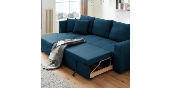 ECKSOFA inkl.Funktionen Blau Webstoff  - Blau/Schwarz, Design, Kunststoff/Textil (158/238cm) - Xora