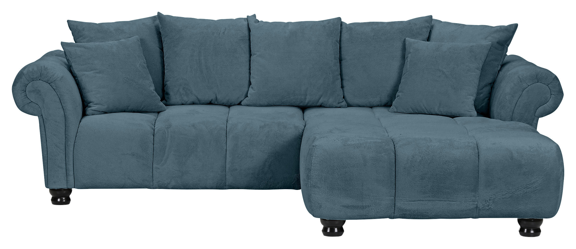 ECKSOFA Petrol Plüsch  - Dunkelbraun/Petrol, KONVENTIONELL, Holz/Textil (288/190cm) - Carryhome