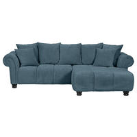 ECKSOFA Petrol Plüsch  - Dunkelbraun/Petrol, KONVENTIONELL, Holz/Textil (288/190cm) - Carryhome