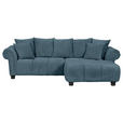 ECKSOFA  in Plüsch Petrol  288/190 cm  - Dunkelbraun/Petrol, KONVENTIONELL, Holz/Textil (288/190cm) - Carryhome