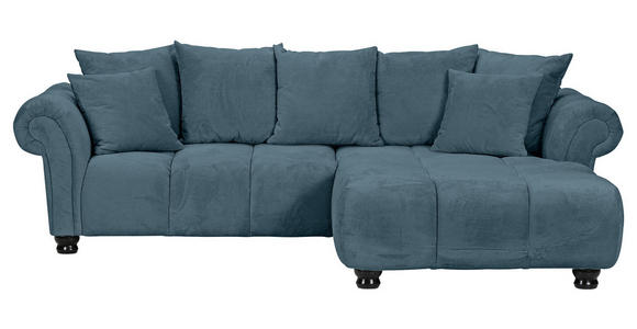 ECKSOFA  in Plüsch Petrol  288/190 cm  - Dunkelbraun/Petrol, KONVENTIONELL, Holz/Textil (288/190cm) - Carryhome