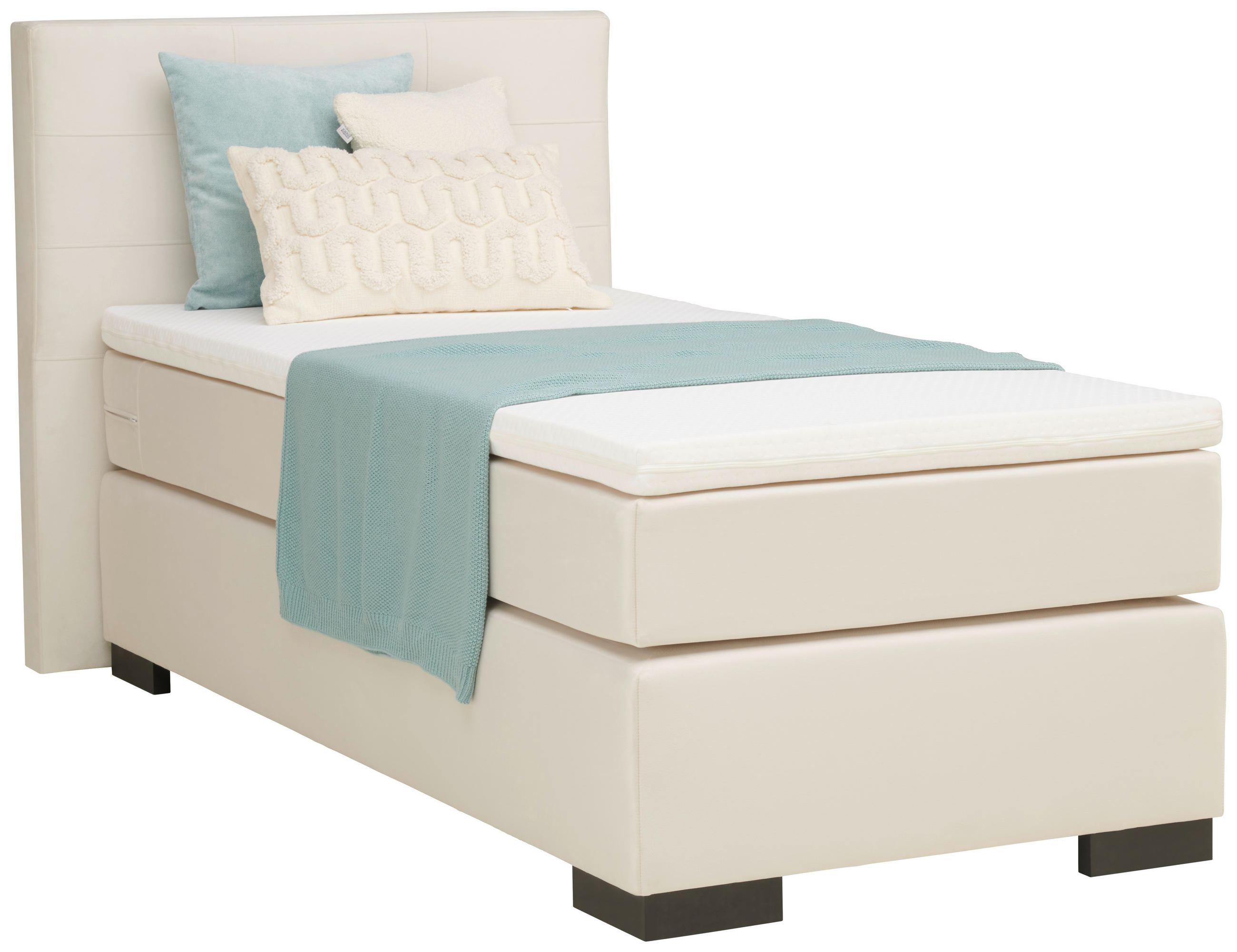 BOXSPRINGOVÁ POSTEĽ, 90/200 cm krémová - čierna/krémová, Modern, kartón/drevo (90/200cm) - MID.YOU