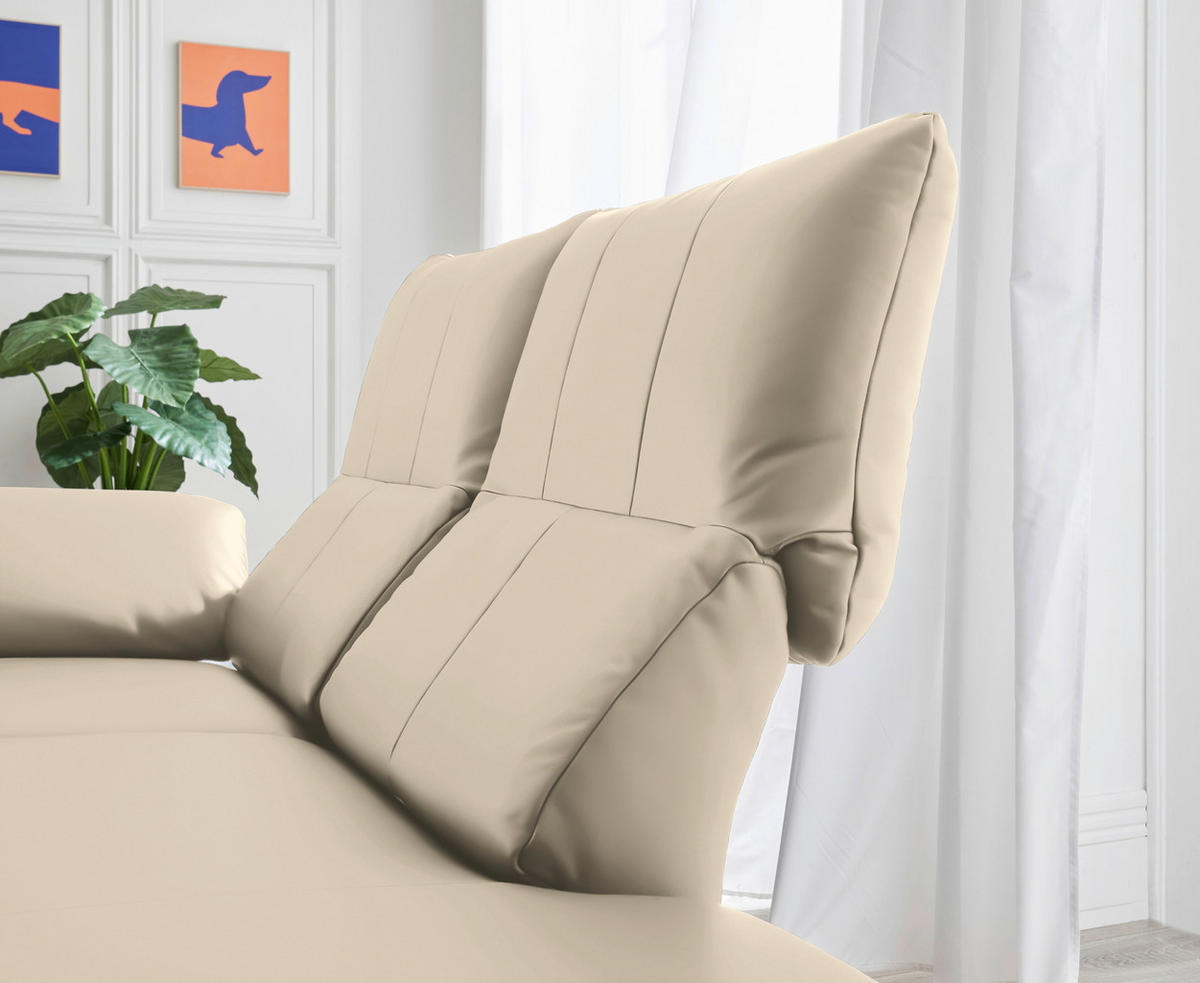 RÉCAMIERE in Echtleder Creme  - Chromfarben/Creme, Design, Leder/Metall (209/85-109/95-16cm) - Dieter Knoll