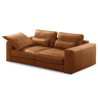 2-SITZER-SOFA  in Echtleder Cognac   - Cognac/Beige, Design, Leder/Kunststoff (240/85/123cm) - Livetastic