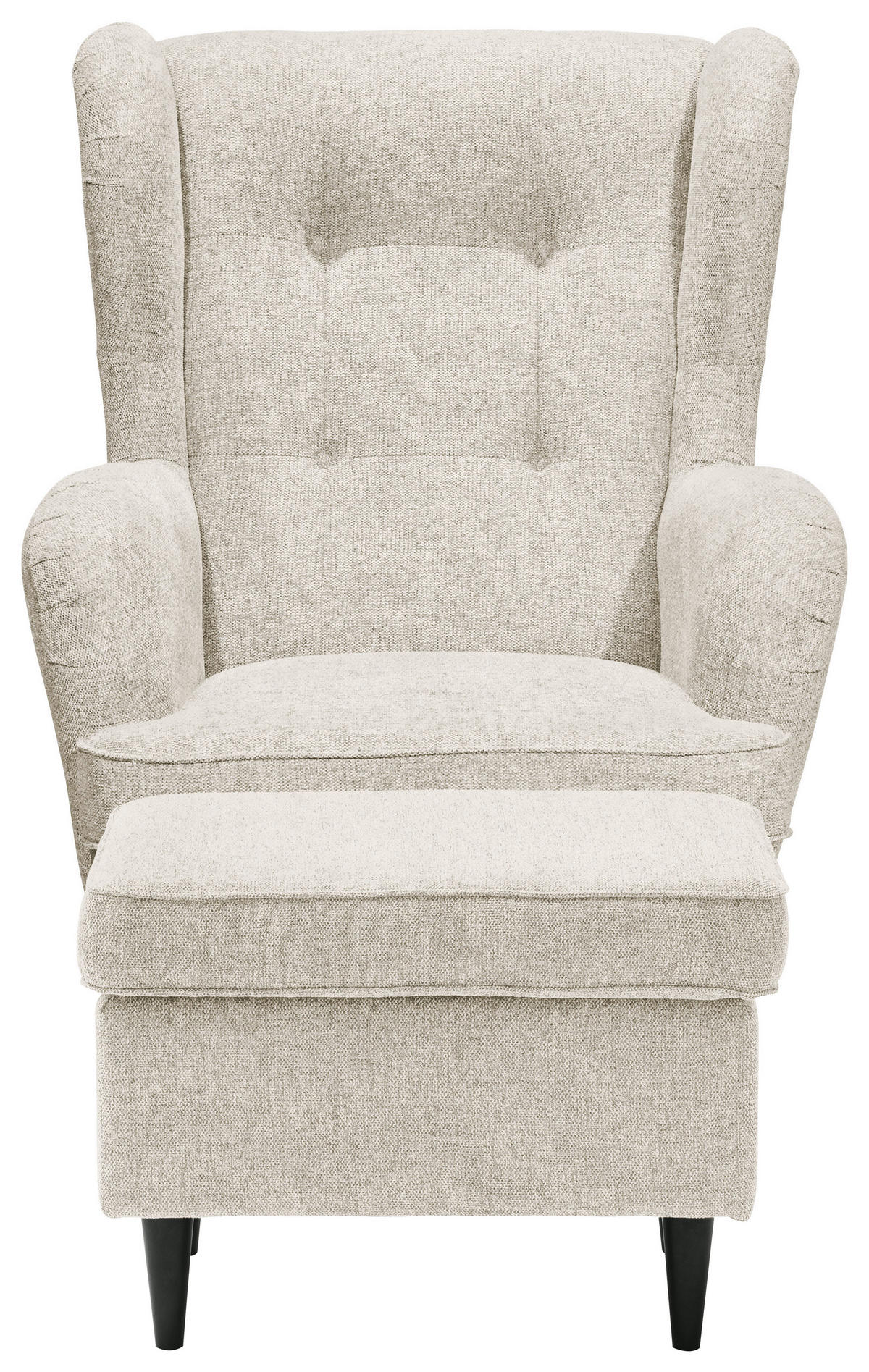 OHRENSESSEL in Webstoff Creme, Schwarz  - Creme/Schwarz, Basics, Holz/Textil (78/102/98cm) - Carryhome