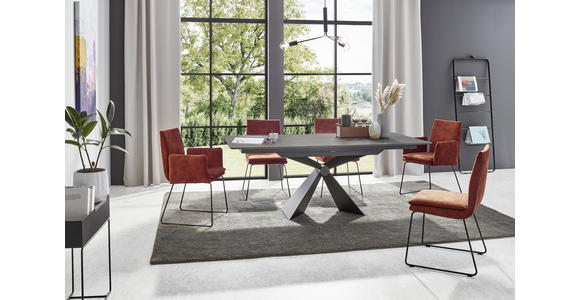 ESSTISCH in Metall, Keramik 180/90/77 cm  - Schwarz/Grau, Design, Keramik/Metall (180/90/77cm) - Dieter Knoll