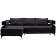 ECKSOFA in Chenille Schwarz  - Schwarz, KONVENTIONELL, Textil/Metall (184/265cm) - Hom`in