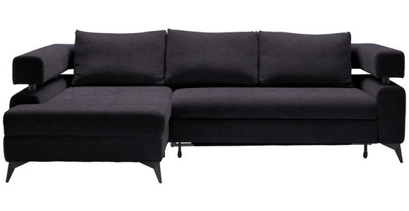 ECKSOFA in Chenille Schwarz  - Schwarz, KONVENTIONELL, Textil/Metall (184/265cm) - Hom`in