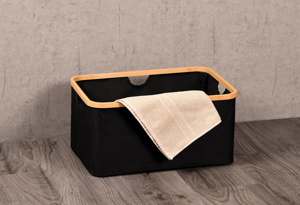 AUFBEWAHRUNGSKÖRBCHEN  - Schwarz/Naturfarben, Basics, Holz/Textil (54/26/36cm) - Kesper
