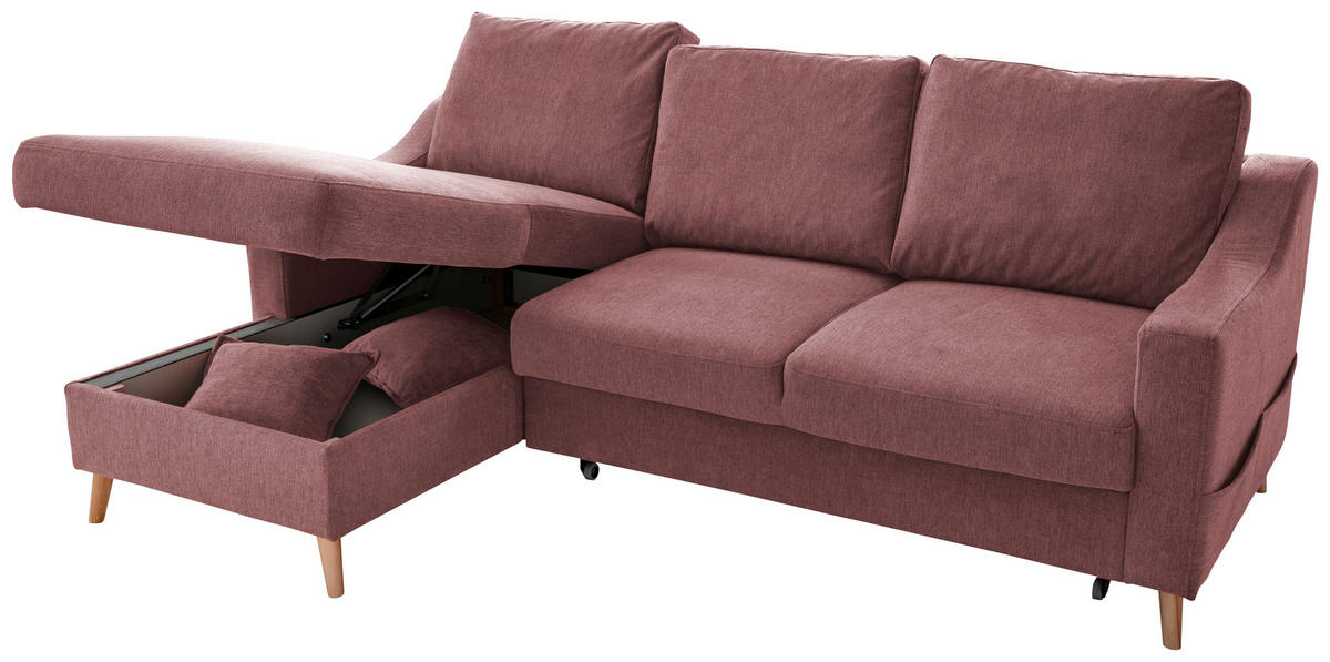 ECKSOFA in Struktur Rosa  - Naturfarben/Rosa, Konventionell, Holz/Textil (150/228cm) - P & B