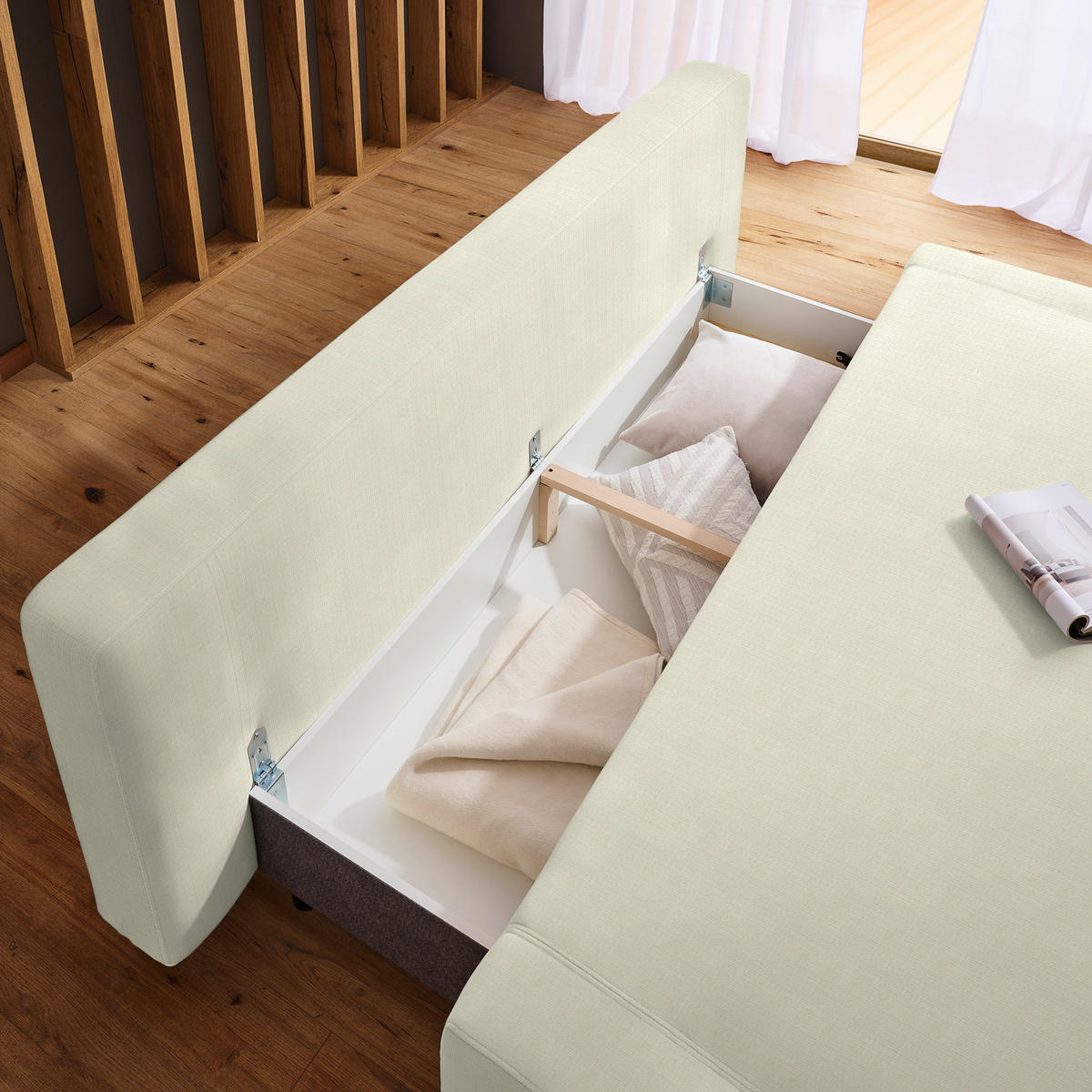 SCHLAFSOFA Chenille Weiß  - Naturfarben/Weiß, Design, Holz/Textil (211/88/102cm) - Niels Andersson