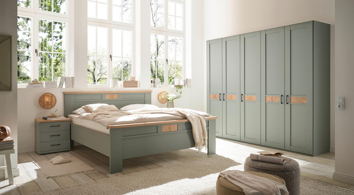 DREHTÜRENSCHRANK 250/216/60 cm,  in Salbeigrün, Eiche Bianco, 5-türig  - Eiche Bianco/Salbeigrün, LIFESTYLE, Holzwerkstoff/Metall (250/216/60cm) - Landscape