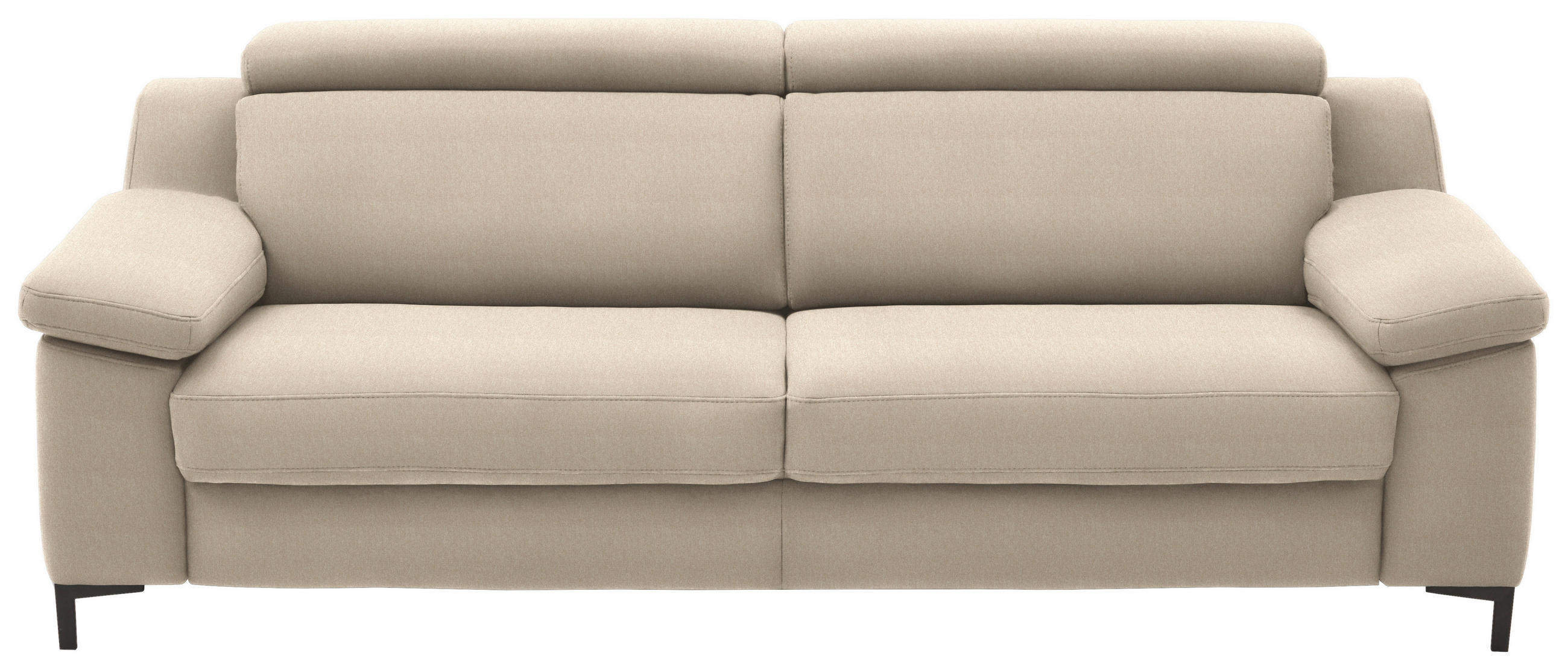 3-SITZER-SOFA in Chenille Sandfarben  - Sandfarben/Schwarz, Design, Textil/Metall (230/104/104cm) - Valdera