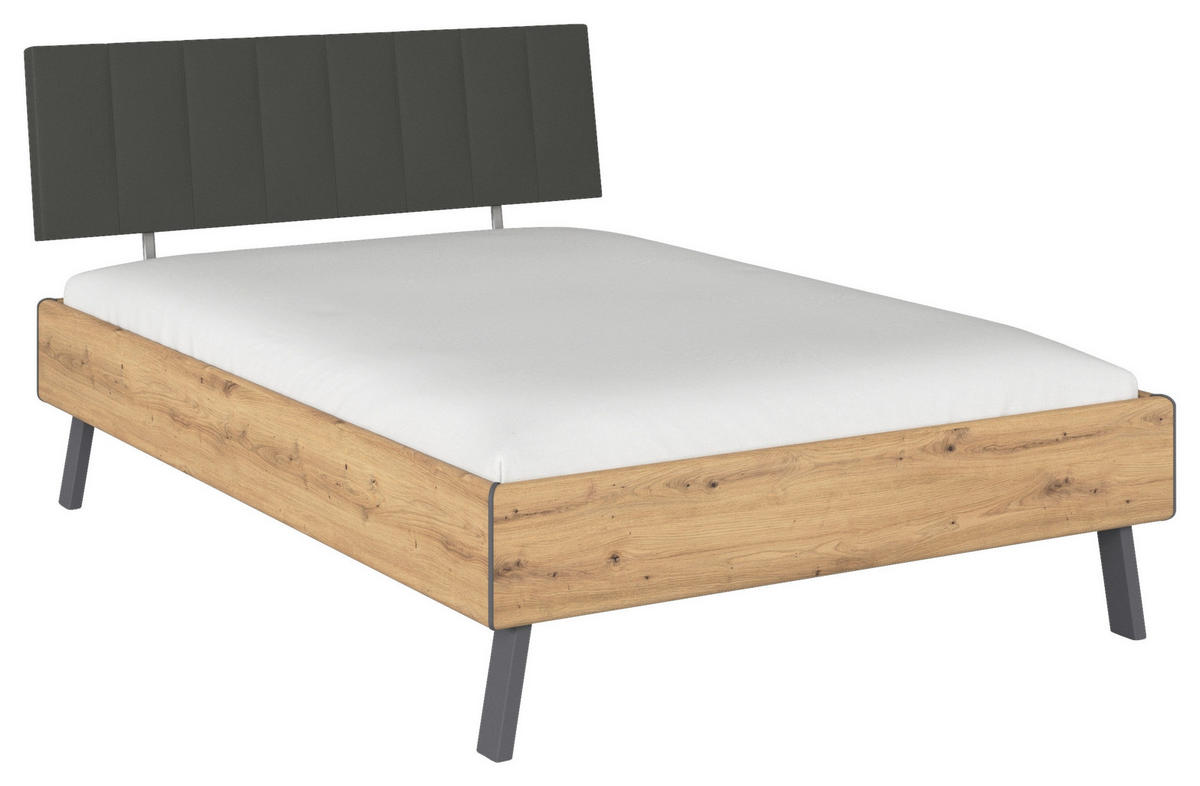 BETT 140/200 cm  in Eiche Artisan  - Eiche Artisan/Grau, Design, Textil/Metall (140/200cm) - Carryhome