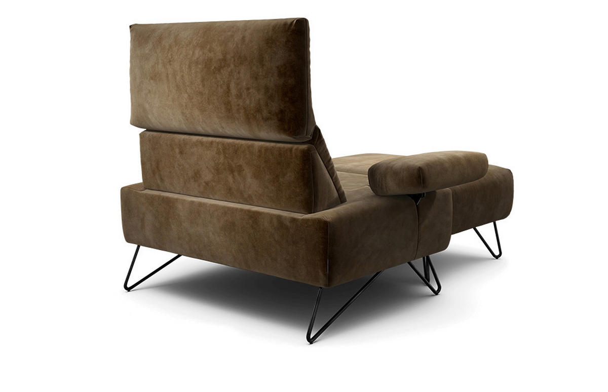 SESSELSET Samt Armteilverstellung    - Schwarz/Braun, Design, Textil/Metall (114-142/85/86-94cm) - SENSOO