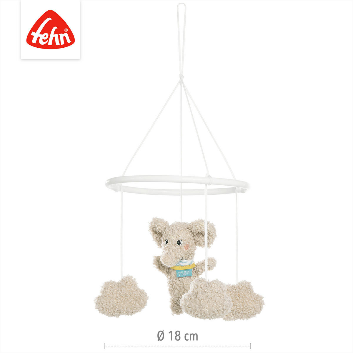 MOBILE Elefant Erik  - Hellgrau, Basics, Textil (18/18/6cm) - Fehn