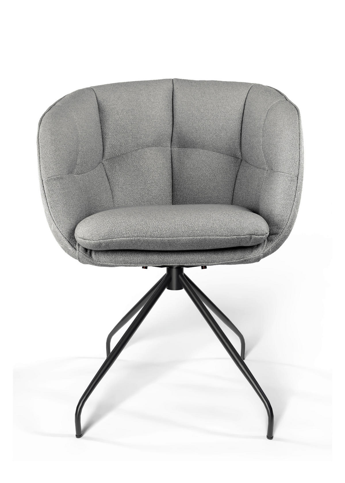 ARMLEHNSTUHL  Sitzfläche 360° drehbar, Gestellauswahl, automatische Rückholfunktion, ergonomische Rückenlehne, Stoff-/Lederauswahl Jacquard  Hellgrau  - Hellgrau/Schwarz, Design, Textil/Metall (62/81/63cm) - Dieter Knoll