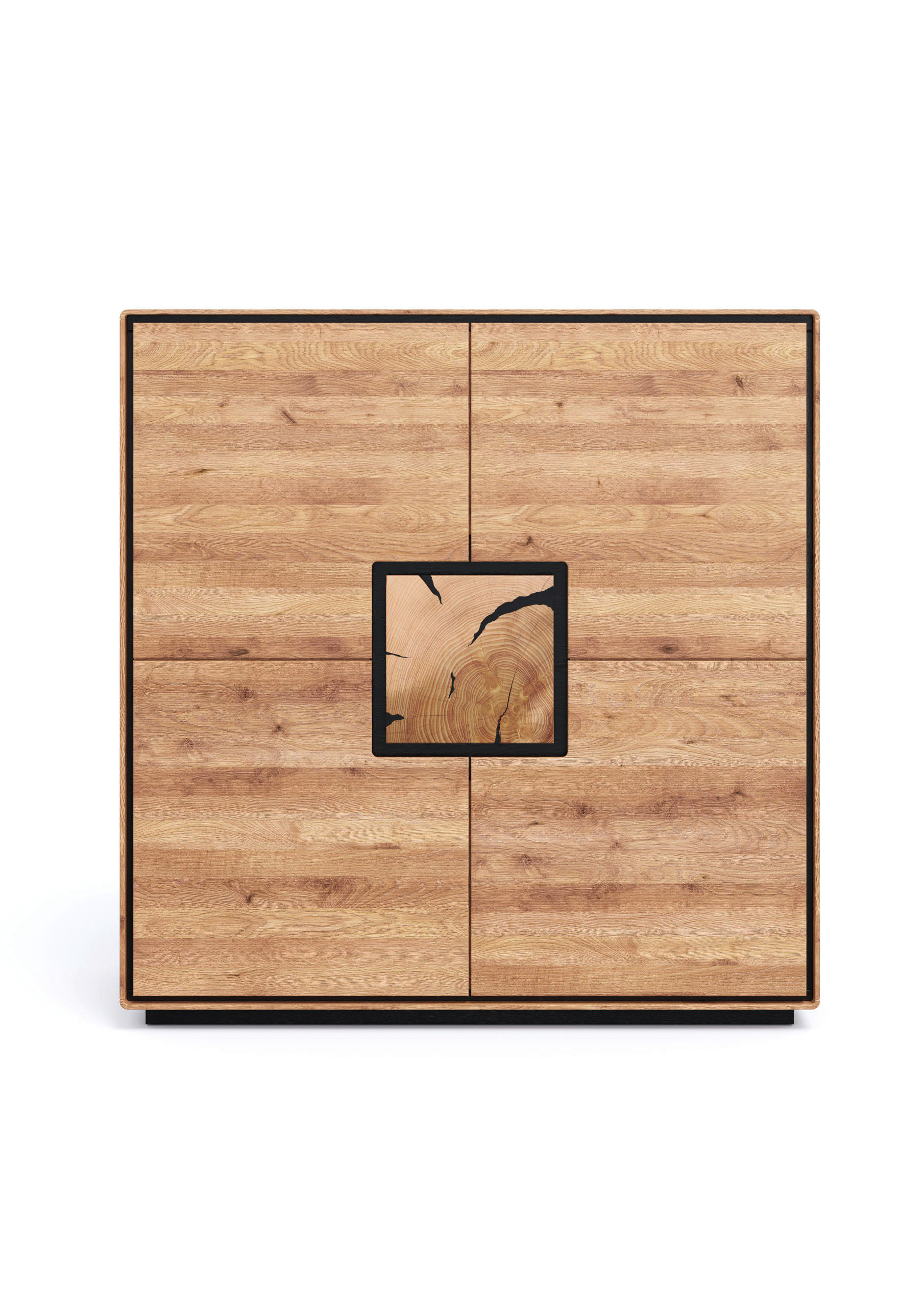 Livetastic Highboard Schwarz, Wildeiche 129 cm