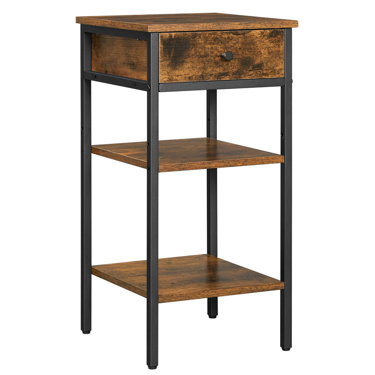 BEISTELLTISCH Braun, Schwarz quadratisch  - Schwarz/Braun, Trend, Holzwerkstoff/Metall (35/75/35cm) - Boxxx