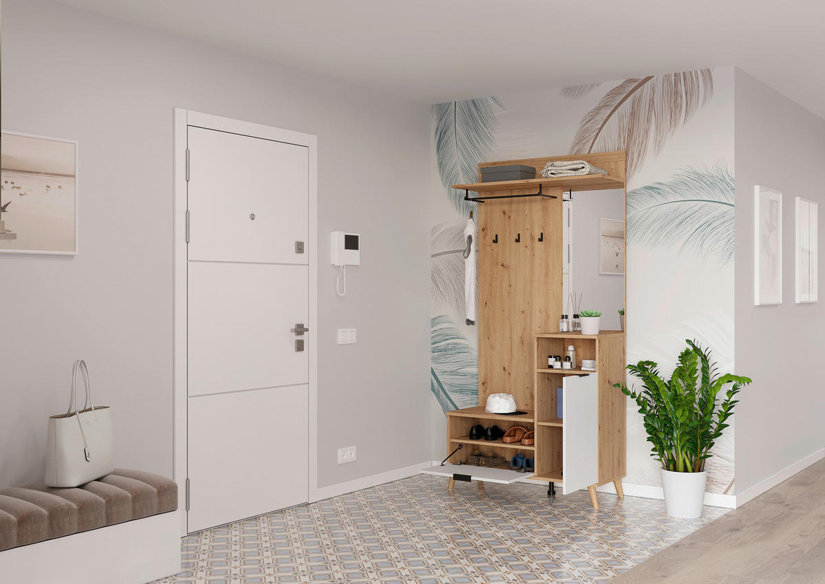 GARDEROBE  in 100/202/40 cm  - Weiß/Eiche Artisan, Design, Glas/Holzwerkstoff (100/202/40cm) - home24