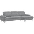 ECKSOFA in Chenille Grau  - Schwarz/Grau, LIFESTYLE, Textil/Metall (310/180cm) - Valnatura